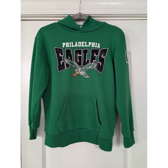 Philadelphia Eagles Kids Hoodie NFL Football Green Pullover Size 14-16 Retro - Picture 1 of 6